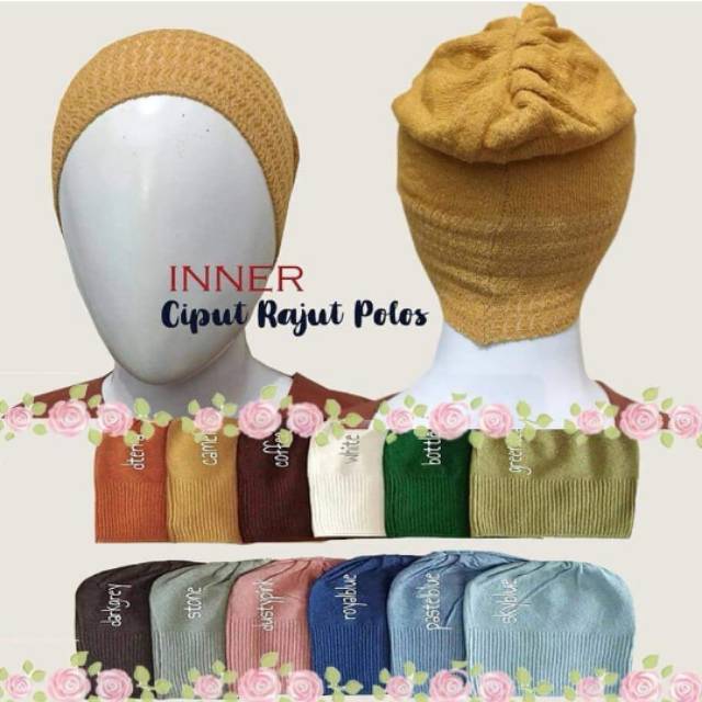 Ciput Polos Rajut Anti Pusing isi 10pcs warna mix