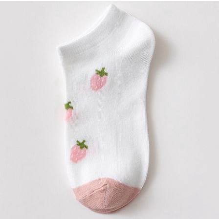 DF KK204 Kaos Kaki Wanita Motif Buah Strawberry Orange Kaos Kaki Pendek Fashion Korean