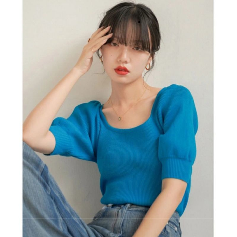 helena knit top 5967 import fb | atasan wanita korean fashion baju square neck top rajut