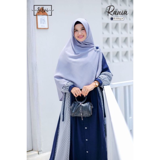 RANIA dress navy | By Silvi collection | gamis mewah kombinasi brukat Tile gamis kondangan