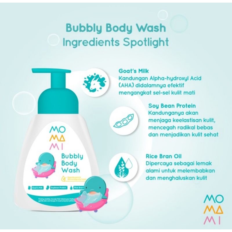 Momami Bubbly Body Wash 250 ml/Sabun Mandi Bayi Momami