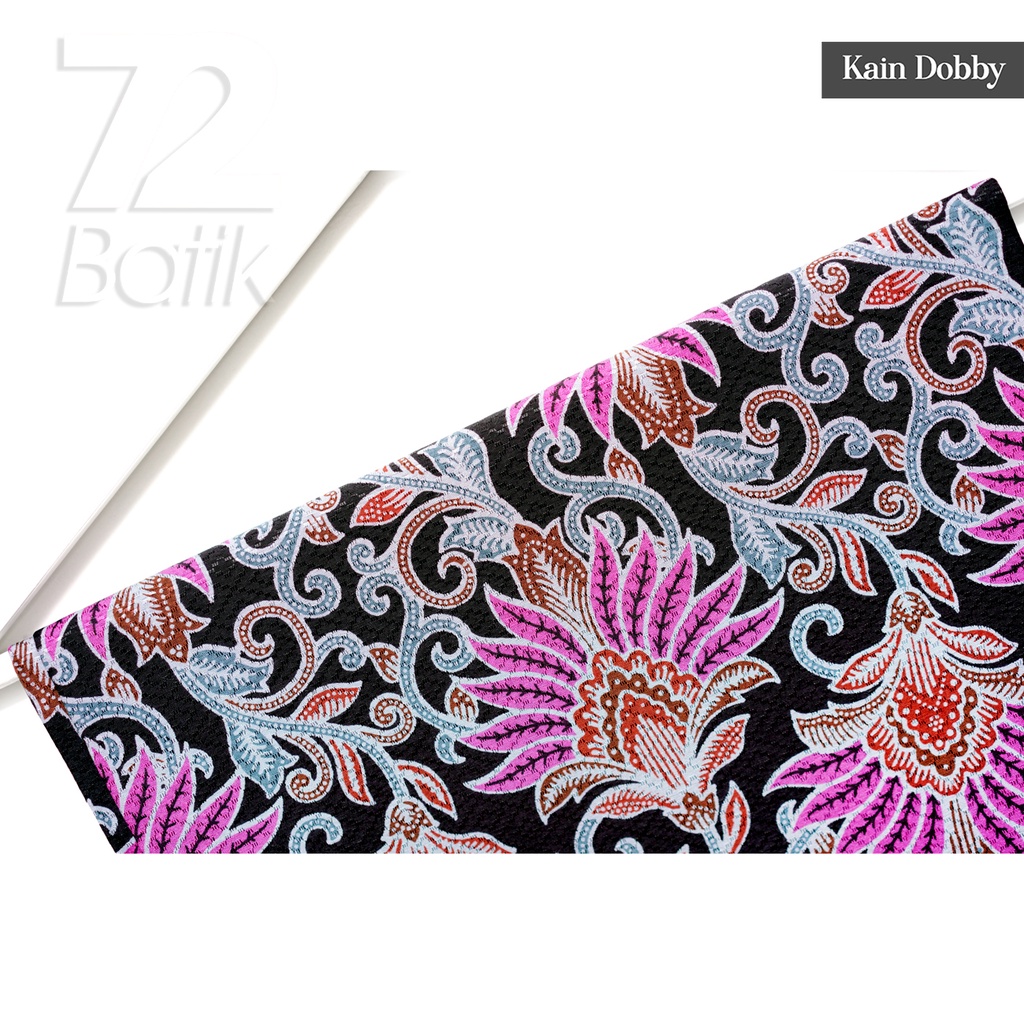 KAIN BATIK PREMIUM Bahan Dobby Motif Kembang Citra Warna Ungu Pink Hitam 722952 Cap 72 Jarik Jarit Samping Kebat Panjang Batik Dobby Modern Premium Bahan Seragam Batik Pernikahan Kantor Keluarga Murah Kamen Jadi Batik Bali Lembaran