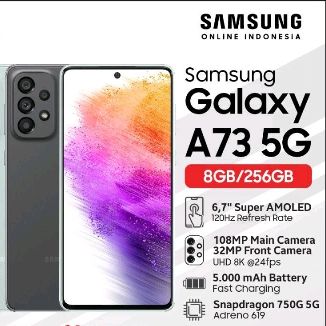 HP SAMSUNG A73 5G RAM 8/256 8GB ROM 256GB GARANSI RESMI 12BULAN ORIGINAL NEW GRESS ORI ASLI