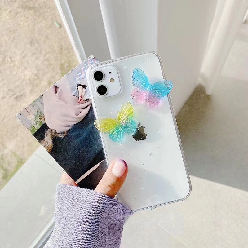 Butterfly 3D Case Iphone Oppo Vivo Xiaomi Samsung Huawei Realme A95 A32 A33 V23e V21 A53 2020 Redmi Note 4 5 6 7 8 9 10 Pro Reno 2f 5f