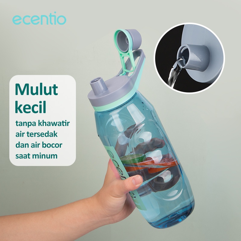 FOODI 1500ml /1.5 liter sport botol air minum gym tempat minum dengan pegangan water bottle super besar anti bocor/portabel/camping/unik-4