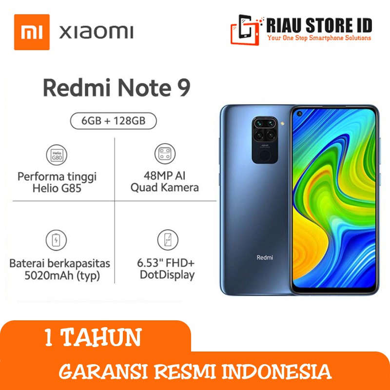 XIAOMI REDMI NOTE 9 6/128 GB GARANSI RESMI INDONESIA RAM 6GB ROM 128GB RAM 6 GB ROM 128 GB