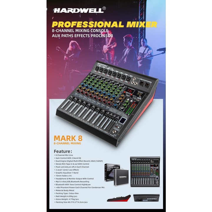 Hardwell Mixer Audio Mark 8 Original New 8 Channel