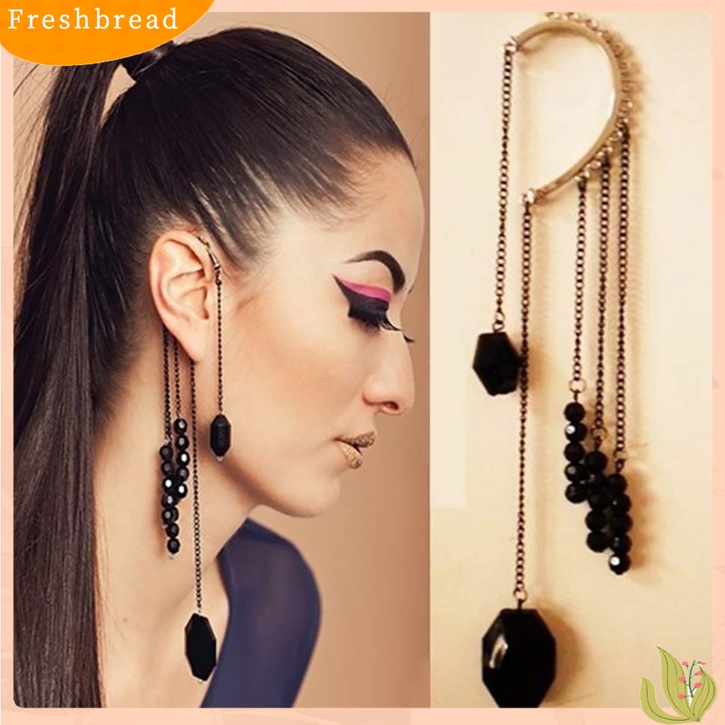 [TERLARIS]Lady Earring Jewelry Metal Black Artificial Gem Earing for Party