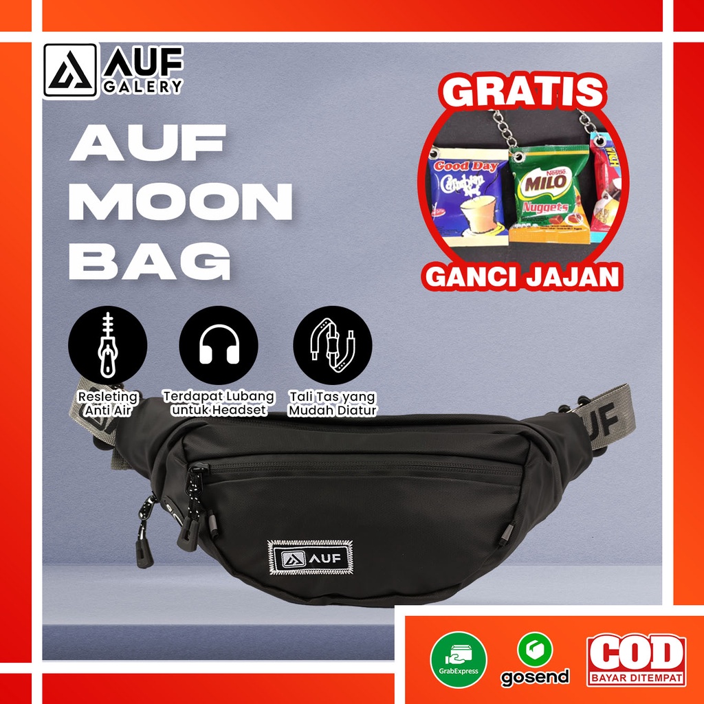 Waistbag Pria AUF MOON WATERPROOF Premium Tas selempang slempang bahu pinggang Laki westbag anti air sling bag slingbag cangklong cowok