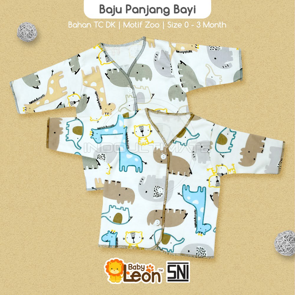 ZOO SERIES BABY LEON DS-112 Baju Bayi Lengan Panjang (0-3 bln) Baju Bayi Baru Lahir Baju Tidur Bayi Baju Harian Bayi Atasan Kaos Bayi Pakaian Bayi