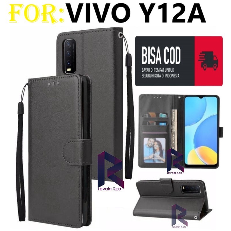 CASE VIVO Y12A FLIP WALLET LEATHER KULIT PREMIUM SARUNG BUKA TUTUP FLIP CASE VIVO Y12A