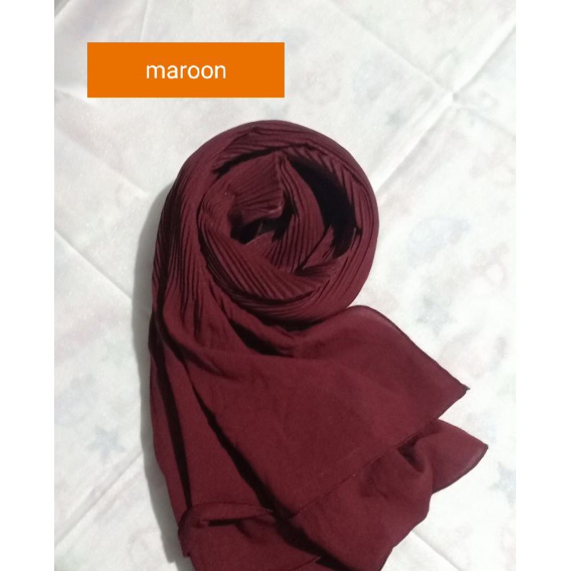 ( pp180)Pashmina Plisket Shawl/Pashmina Plisket Pashmina Diamond crep/Pashmina pleated shawl by izza-Maroon