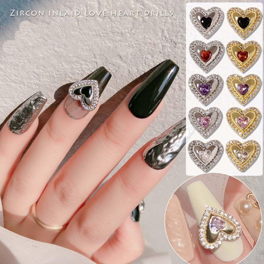 Mxbeauty Bentuk Cinta Perhiasan Kuku Pesona Shiny Gaya Jepang Manicure Nail Art Ornamen 3D Kuku Stiker Nail Art Dekorasi