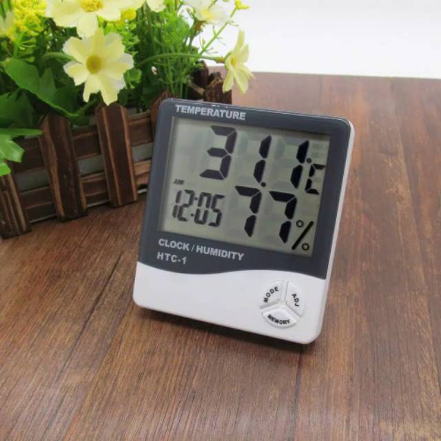 Higrometer HTC-1 Termometer Jam Digital Alat Pengukur Suhu Ruangan