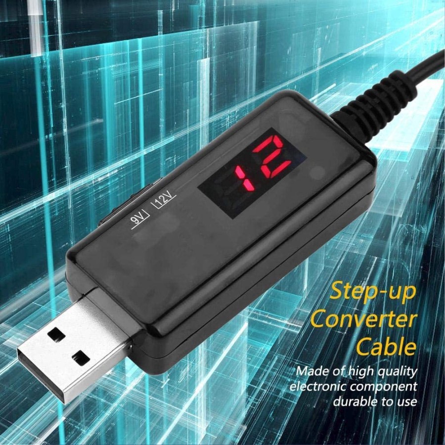 Kabel KWS-912V USB DC 5V Step-up 9V / 12V DC dengan Display Voltmeter