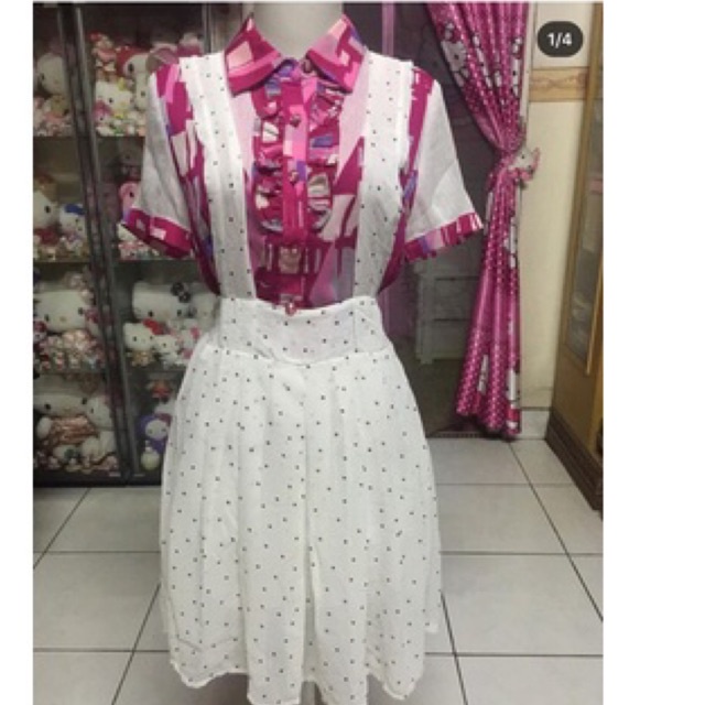 rok putih polkadot hitam
