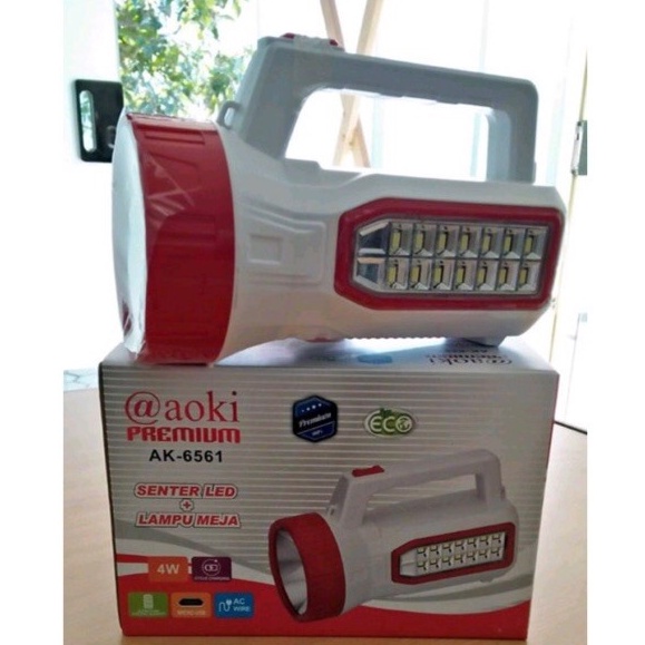 COD Lampu Senter + emergency light LED AOKI AK-6561 Rechargable//SENTER EMERGENCY AOKI AK-6561