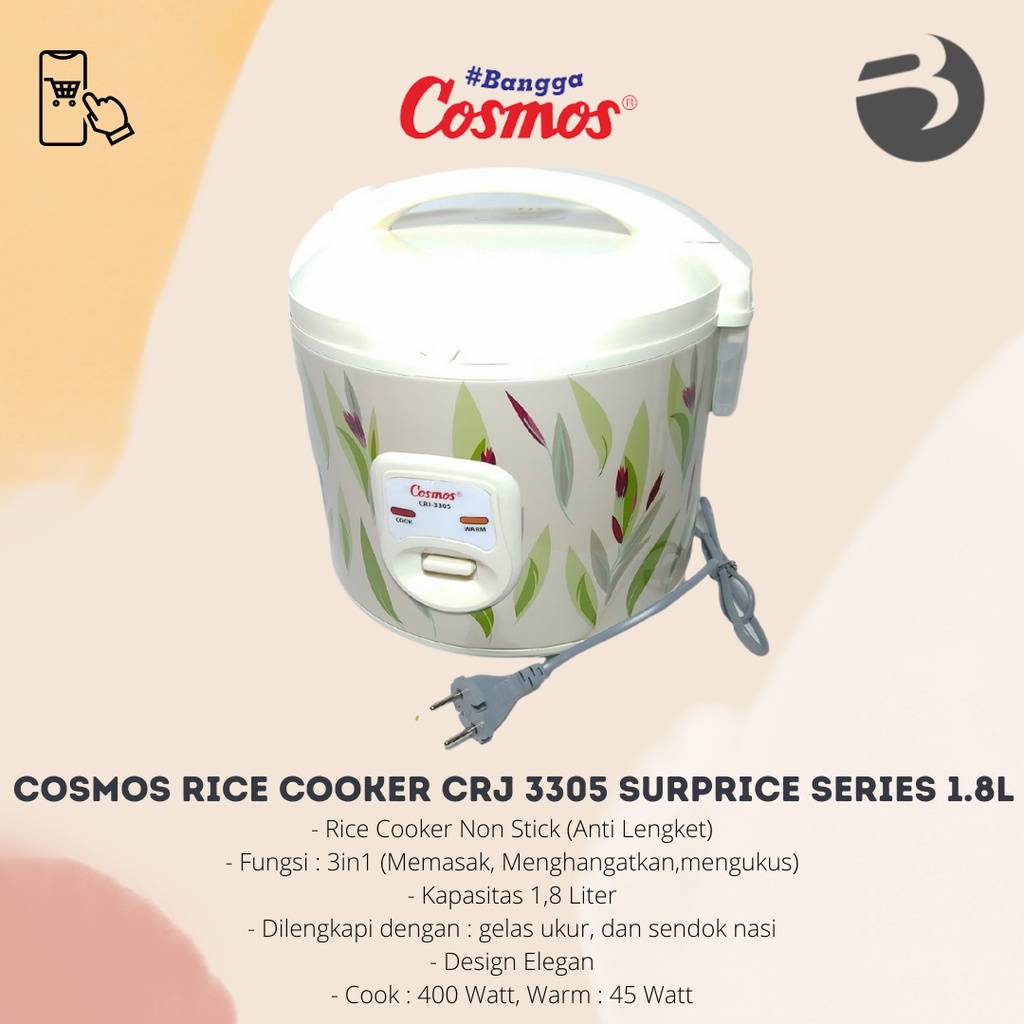 COSMOS RICE COOKER CRJ3305 CRJ 3305 SURPRICE SERIES 1.8L