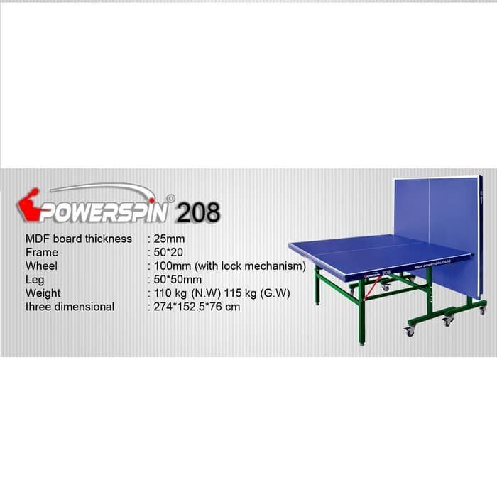 Meja Pingpong / Tenis Meja POWERSPIN 208 / Power Spin 208 (Meja Saja)