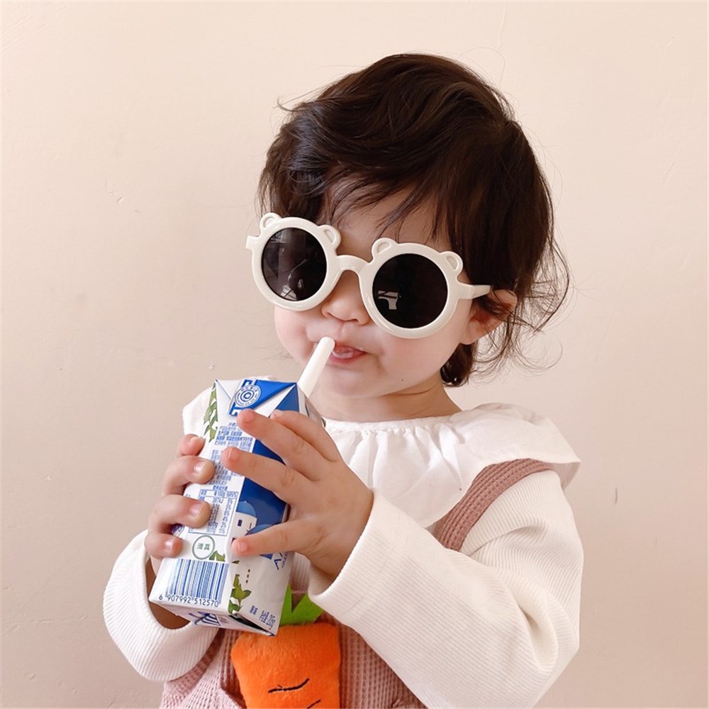 6 Colors Round Frame Bear Children's Sunglasses Cute Candy Color Children's Photo Glasses Trend Baby Sunglasses