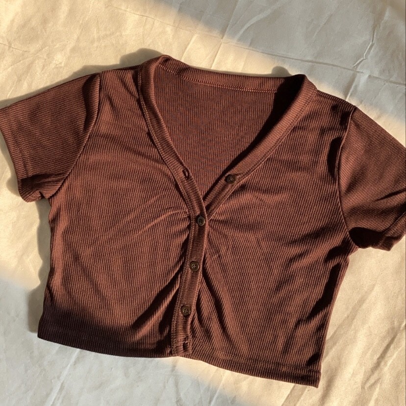Crop Top Korea | Crop Top Button | Crop Top Korea Kaos Wanita