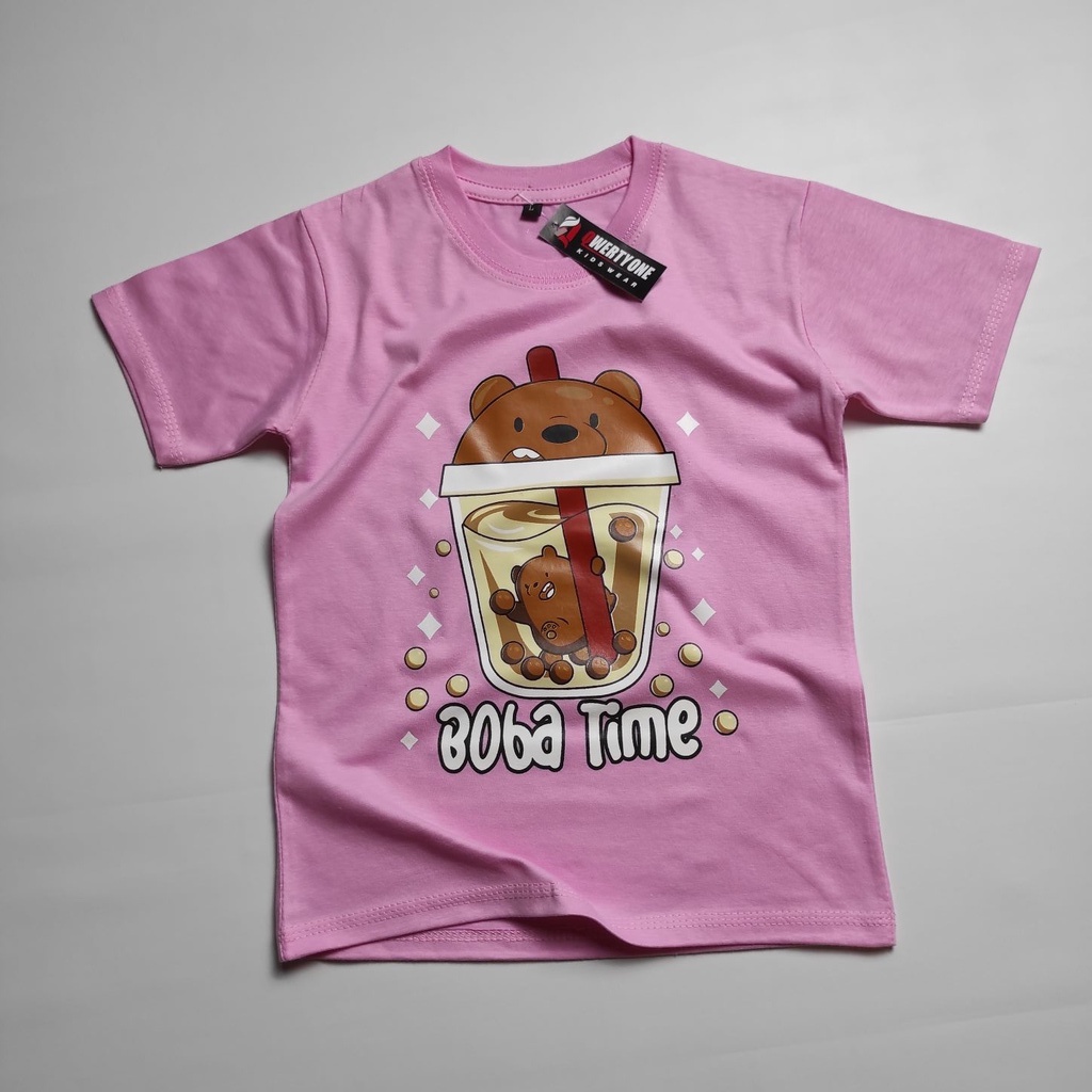 KAOS ANAK PEREMPUAN BOBA TIME PINK 1-8 TAHUN