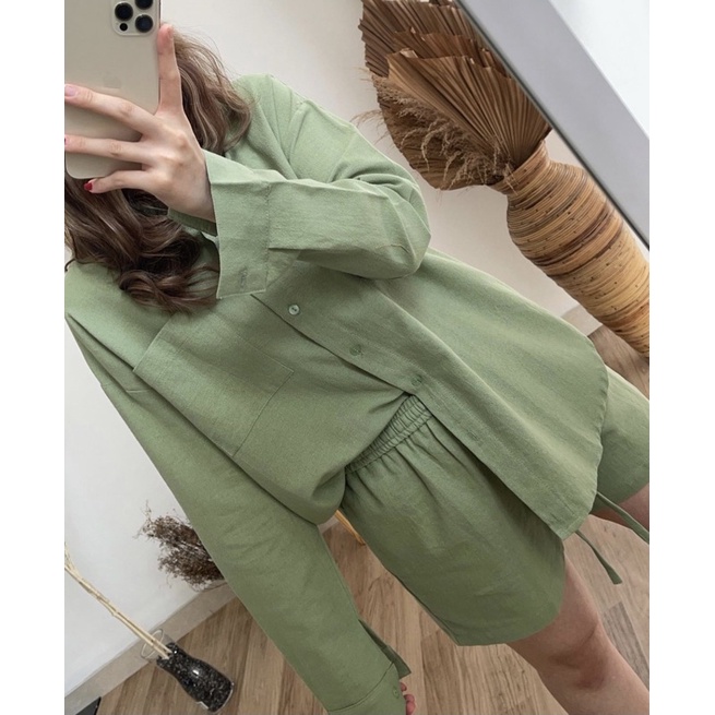 Eria Linen Set-Sage Green