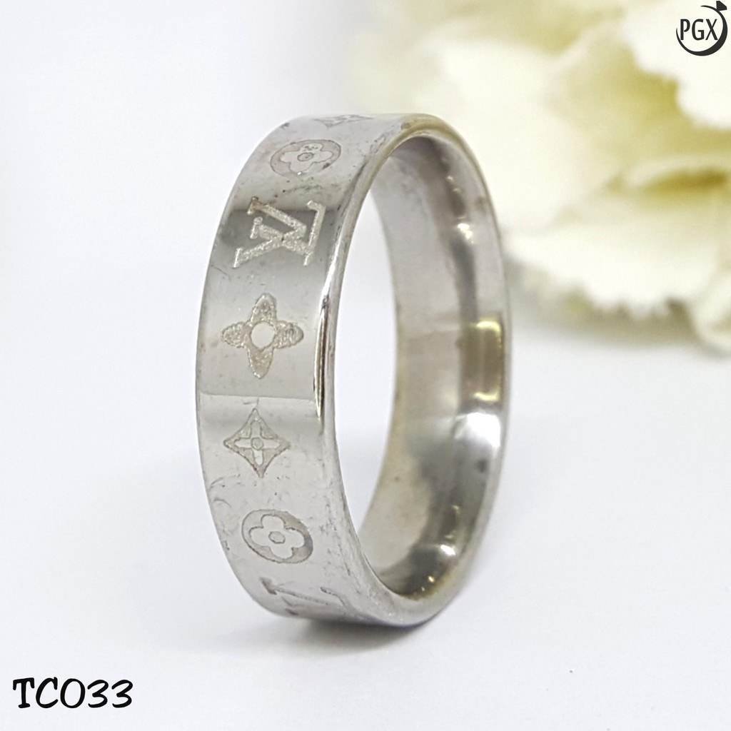 PGX Cincin Titanium Couple Silver Aksesoris Fashion Perhiasan Anti Karat - TC033