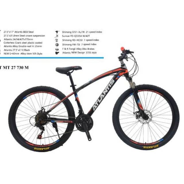 Sepeda 27 5 MTB ATLANTIS 730 REM CAKRAM NEW 21SPEFD Sepeda 27 5 MTB ATLANTIS 730 REM CAKRAM NEW 21SPEFD