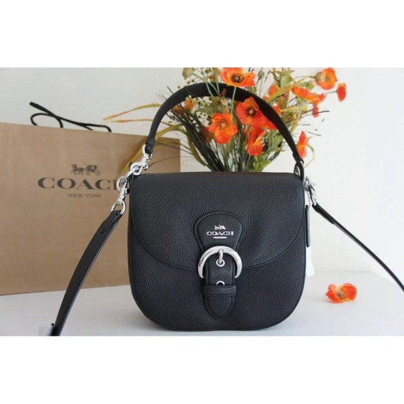 TAS WANITA COACH C5685 KLEO 17 SHOULDER BAG CROSSBODY BLACK SIGNATURE