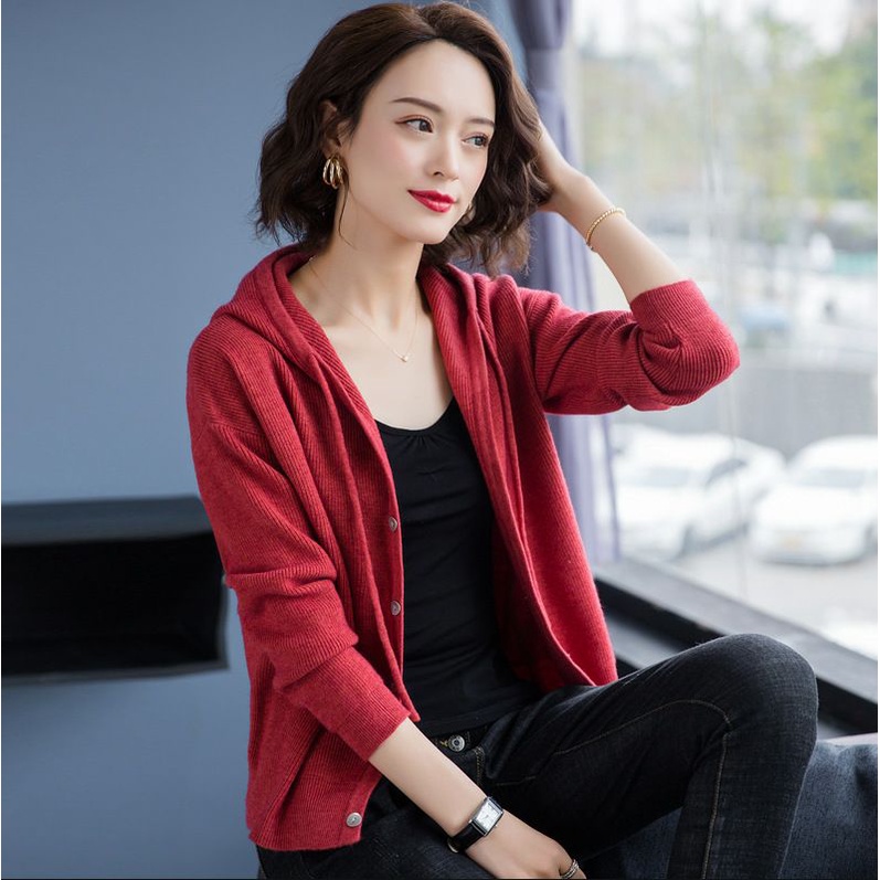 Cardigan Hoodie Kancing Knit Import TM (LM2)