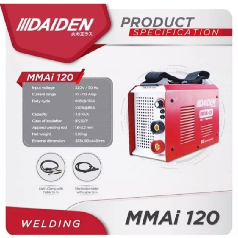 Daiden Mesin Las / Trafo Las Inverter Welder Welding MMAi 120A