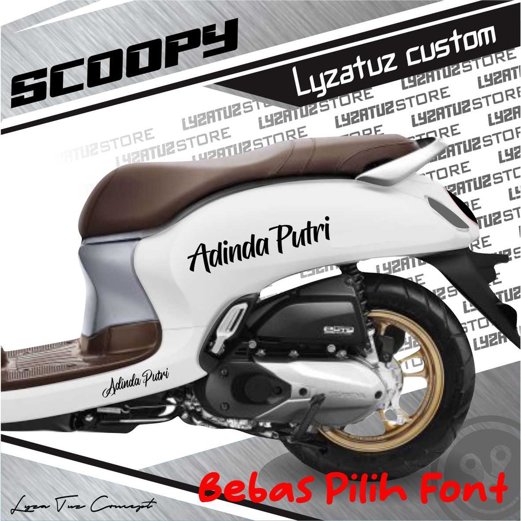 STIKER REQUEST SCOOPY CUTTING CUSTOM NAMA FONT LATIN