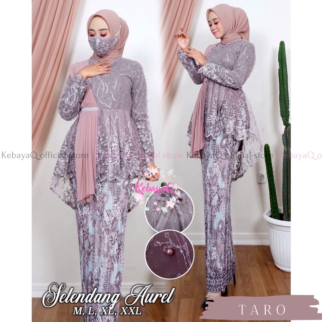 KQ> KEBAYA MODERN AUREL SELENDANG CERUTY-1 SET TARO