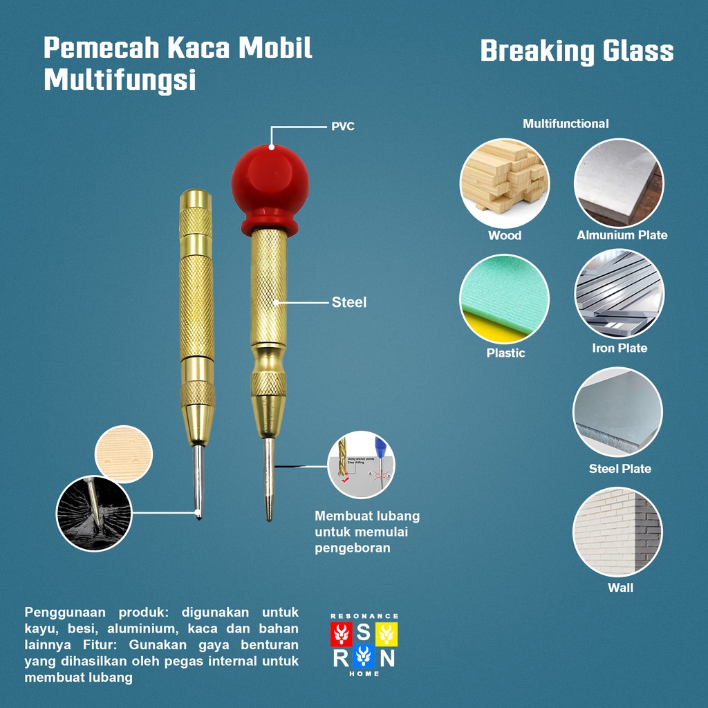 Pemecah Kaca Jendela Mobil Car Safety Hammer Alat Bantu Darurat Survival Tools Resonance Home