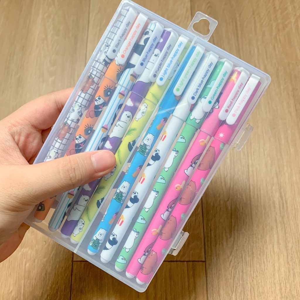 PEN MARBLE WE BARE BEAR 1 SET ISI 10 PIECE LENGKAP ALL VARIAN KUALITAS PREMIUM PULPEN GEL TERMURAH