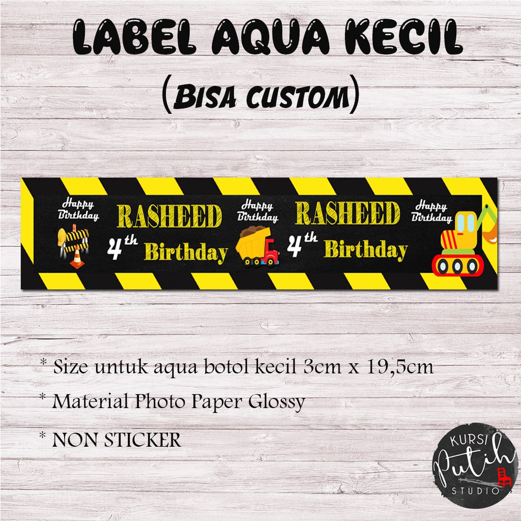 

Label Aqua Botol Kecil bisa custom model / bahan non sticker tema konstruksi construction