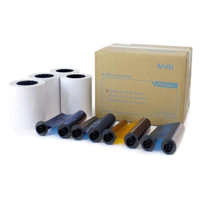 [[[ TERSEDIA COD ]]] HITI P510 G2 4R 4x6" Set Of 4 Ribbons / Paper Roll Set (1320 prints)