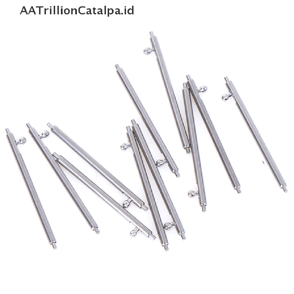 10 Pcs Pin Bar Strap Jam Tangan Bahan Stainless Steel Ukuran 12-24mm