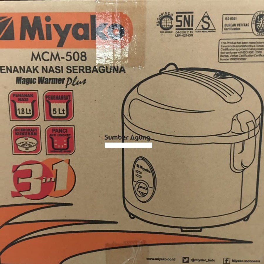 Miyako MCM508 Hijau Rice Cooker Magic Com 508 Memasak Nasi Mudah