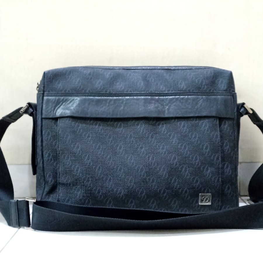 Tas Selempang Kulit Asli Branded Original 100% St Dupont Classic Monogram Messenger bag Asli Murah T