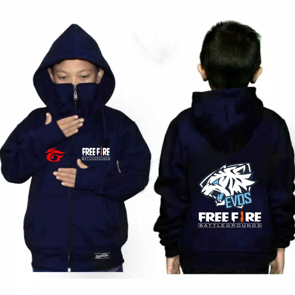 Jaket Anak Laki Laki Free Fire Evos | Sweater Anak Free fire Epos Usia 5-12 Tahun