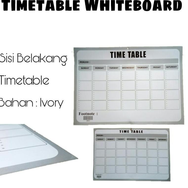 

[KODE BARANG FDT88] 2 pcs TIME TABLE WHITE BOARD DUA SISI 70 x 50 cm no