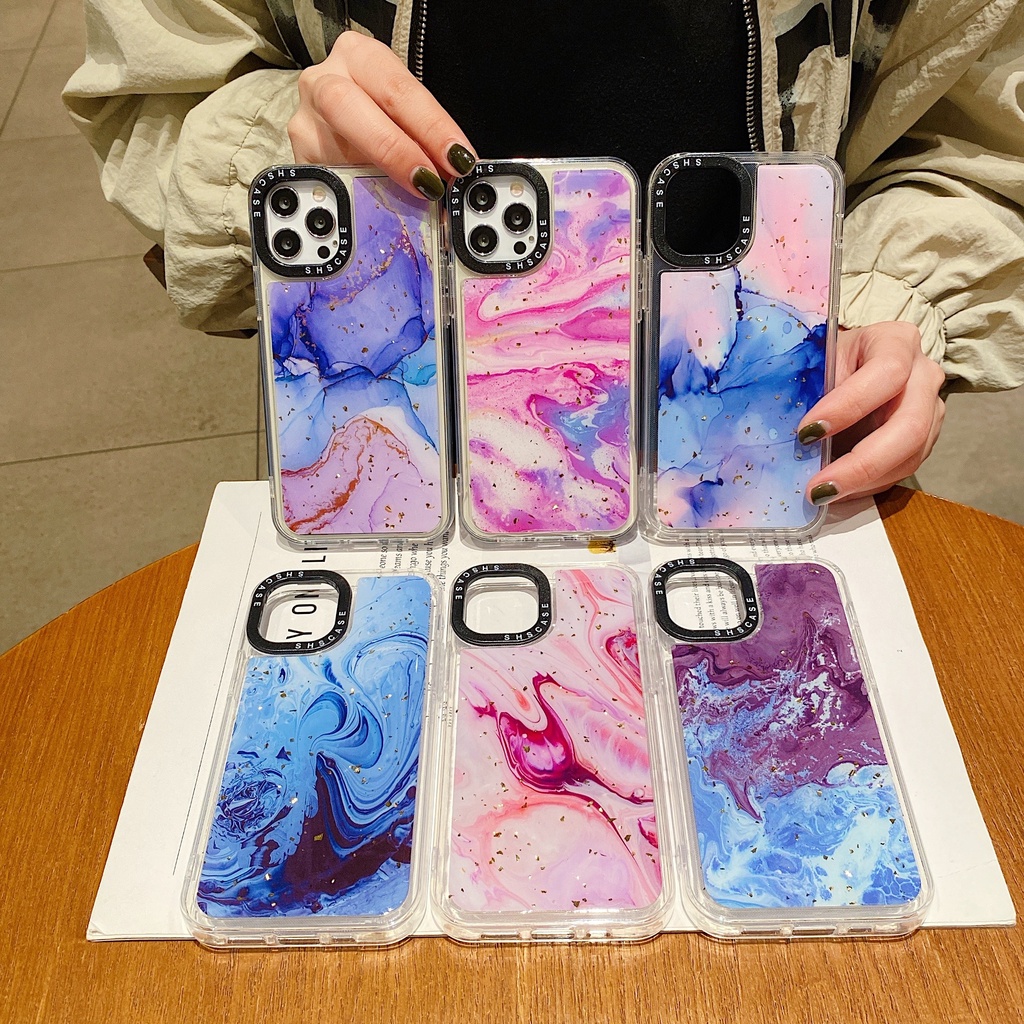 Case Pelindung Shockproof Motif Marmer Bening Untuk iphone 13 12 Pro Max X XR XS Max 6 7 8 Plus