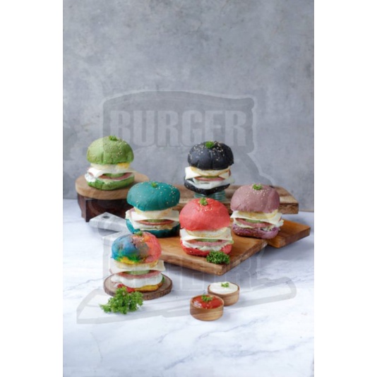 Roti Burger Warna Warni / Pelangi