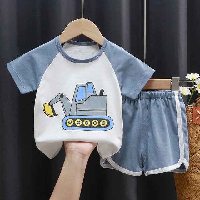 Setelan bayi newborn baju bayi import kaos dan celana motif baru