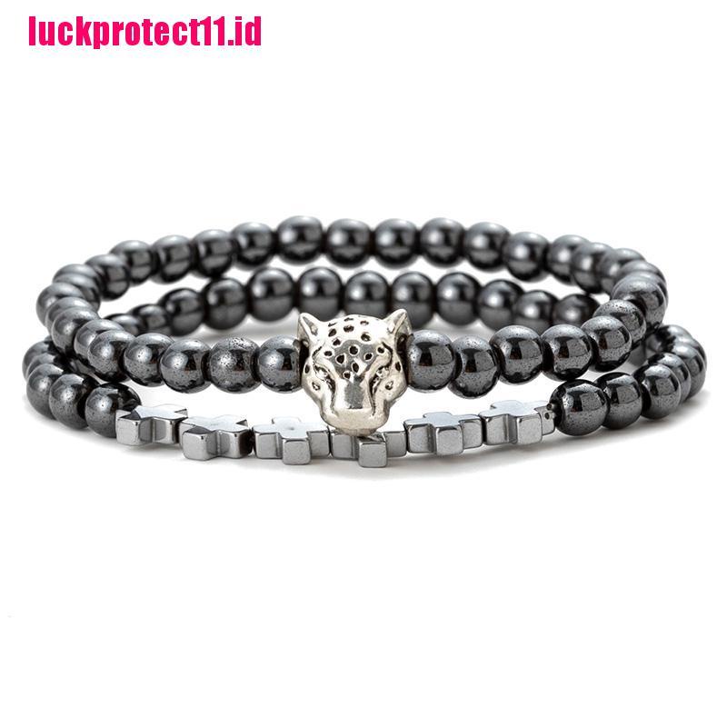 Gelang Manik-Manik Batu Hematite Unik Handmade Untuk Pria Charms