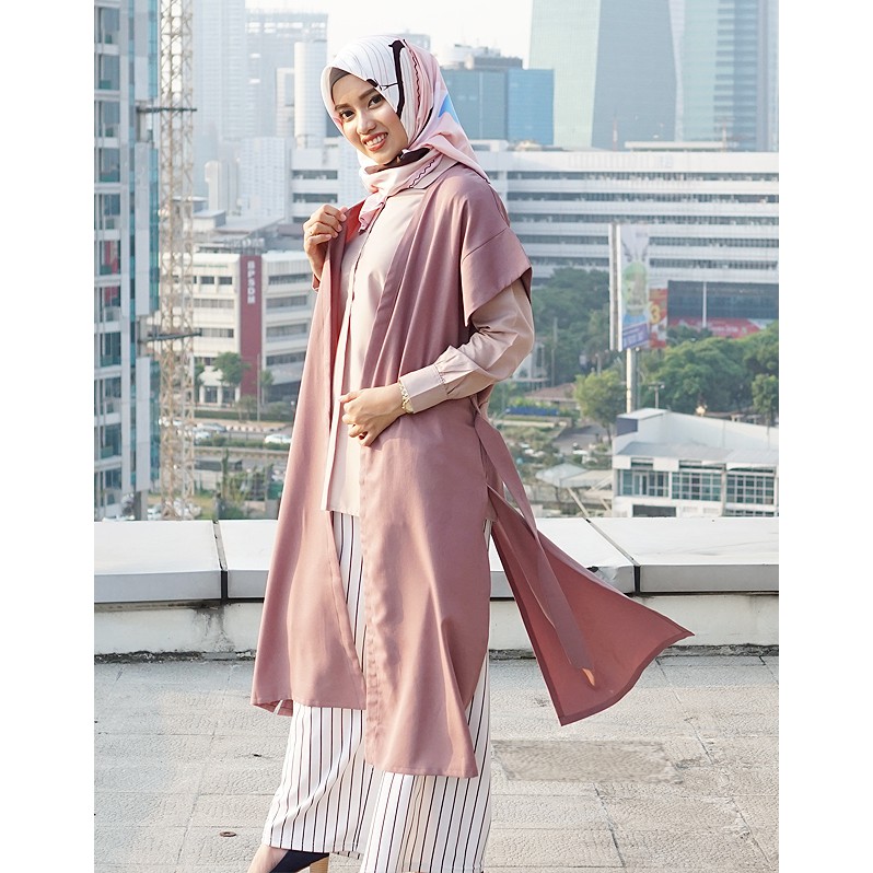 Ivy Long Outerwear - Dusty Pink / outer / luaran panjang / baju wanita
