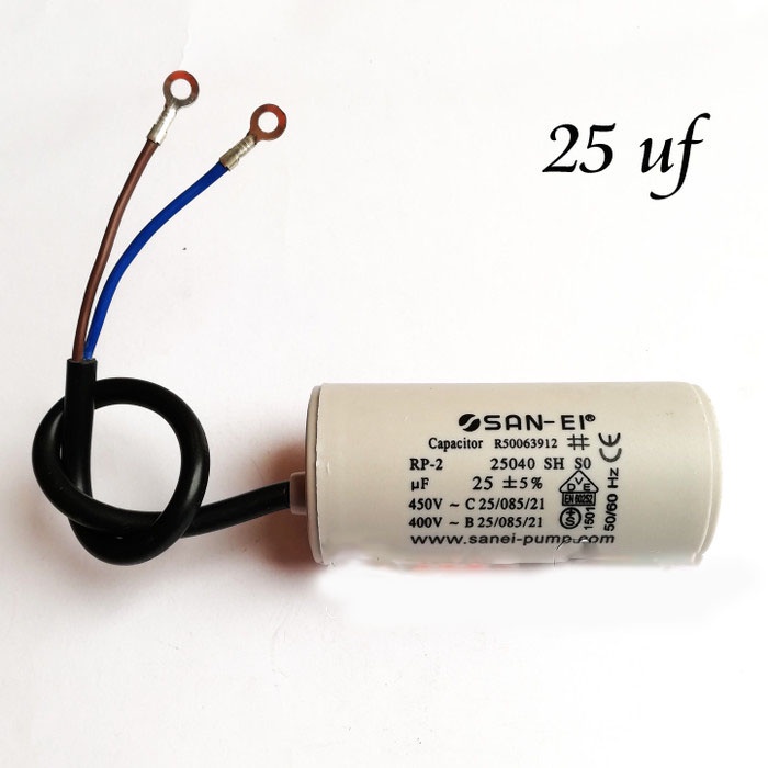 25 uf - 450 V SAN-EI Capacitor / Kapasitor Bulat / Capasitor Pompa Air