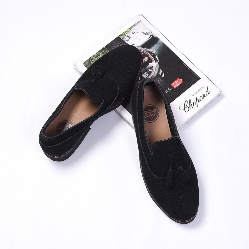 Pierre Black | Sepatu Hitam Tanpa Tali Loafers Pria Casual Kerja Formal Kantor Laki | FORIND x JACK